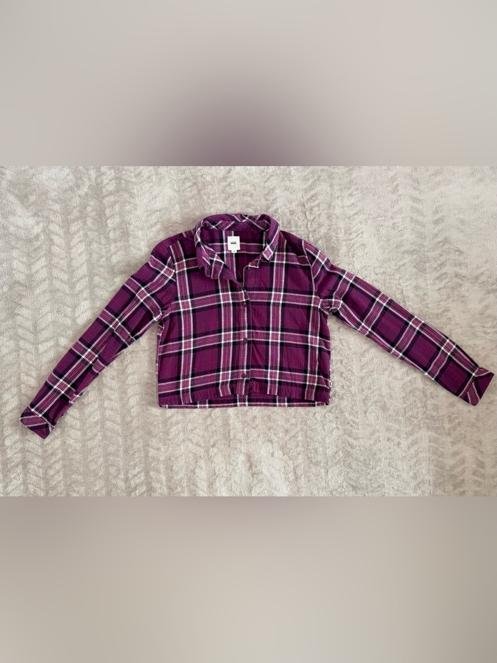 Vans Cropped Plaid Flannel Button-Down Grunge Skater Size‎ Small - Picture 2 of 7